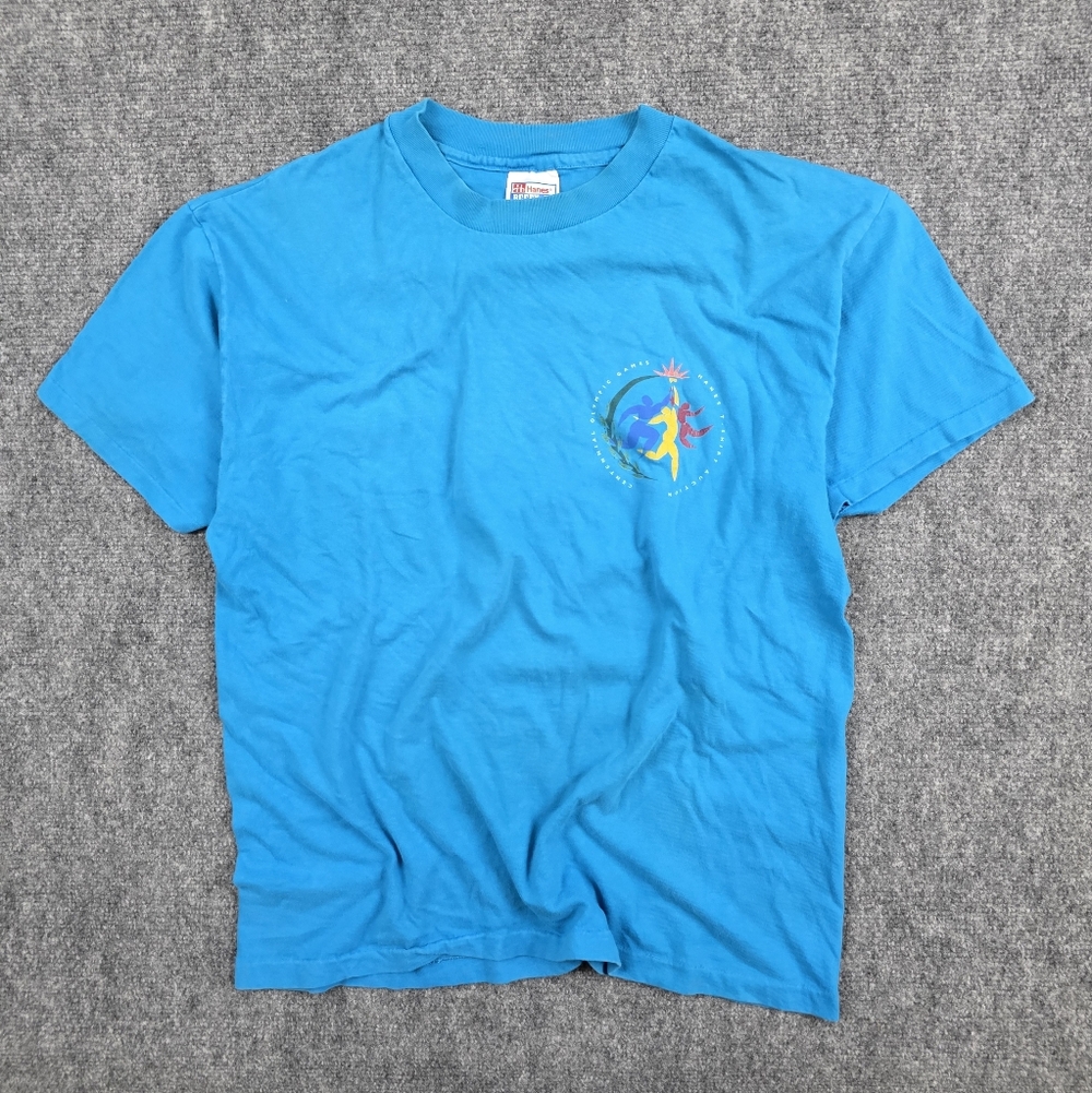 Hanes 100% Cotton 1996 Atlanta Olympics T Shirt Blue L Vintage Sportswear